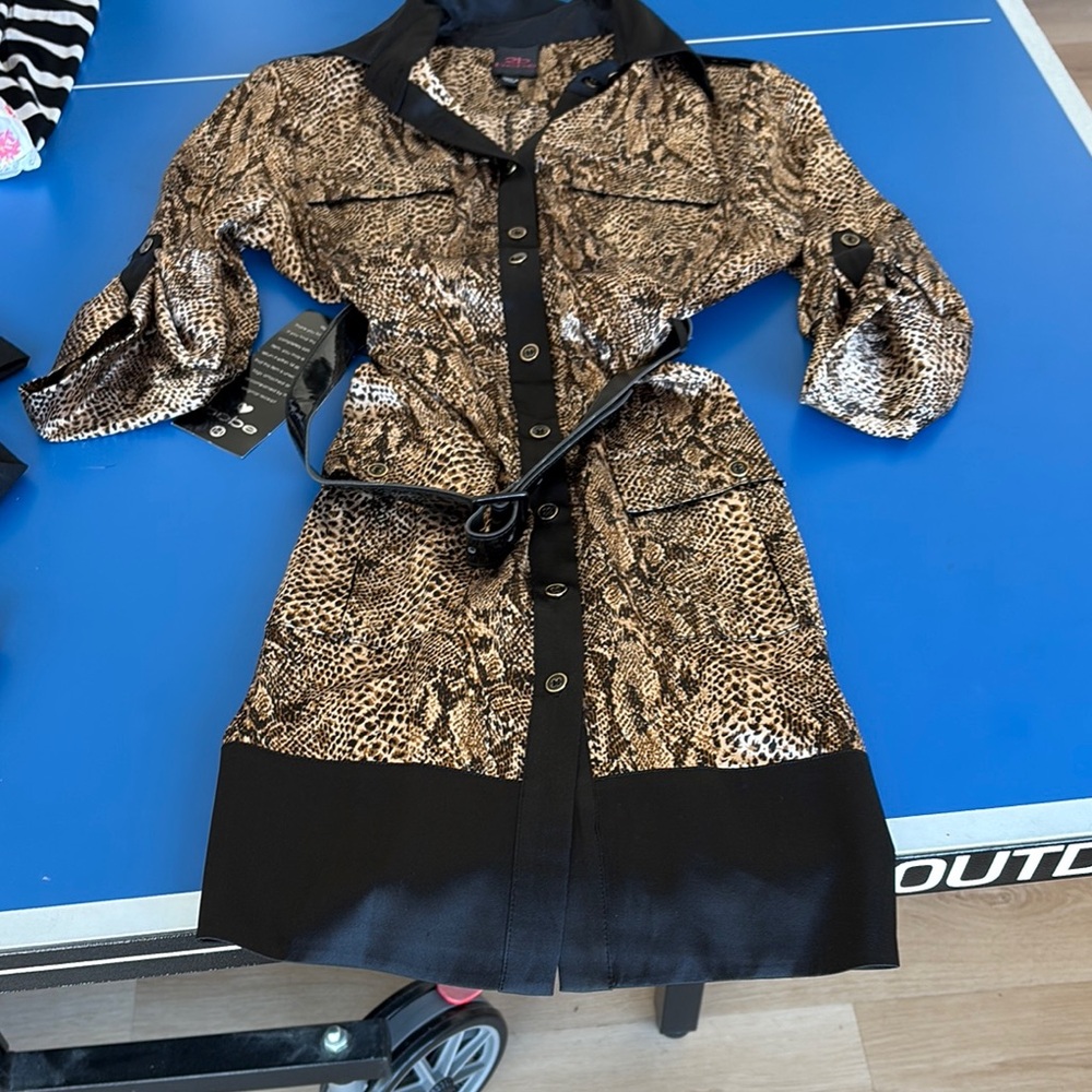 Bebe Animal Print Mini Dress with Black Accents